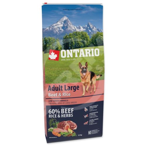 Krmivo Ontario Adult Large Beef & Rice 12kg