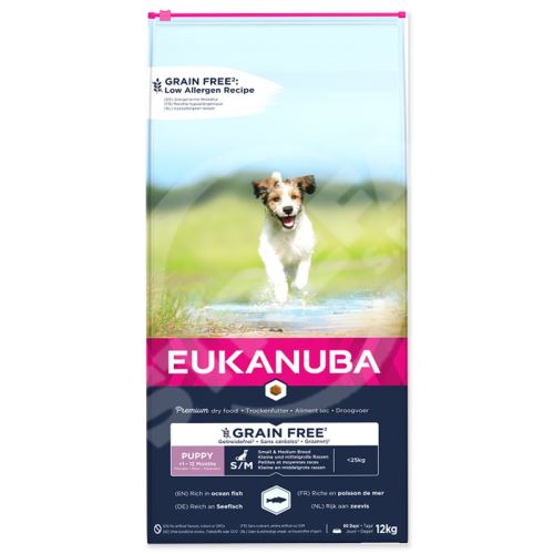 Krmivo EUKANUBA Puppy & Junior Small & Medium Grain Free Ocean Fish 12kg