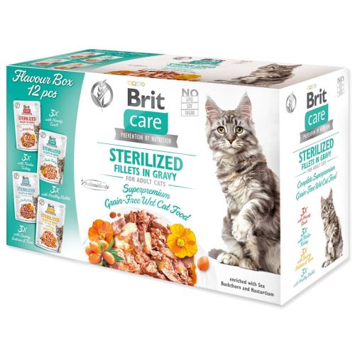 Kapsička Brit Care Cat Flavour box Sterilized filety v omáčce Multi 12x85g