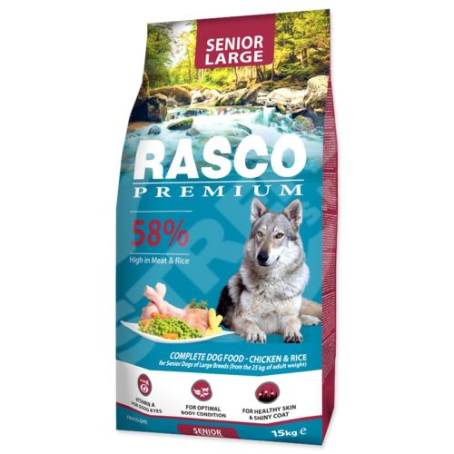 Krmivo Rasco Premium Senior Large kuře s rýží 15kg