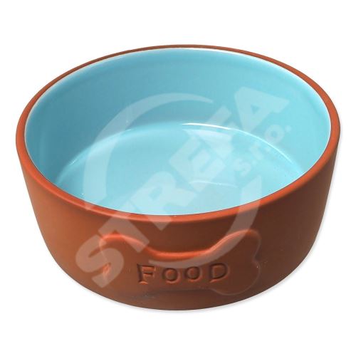 Miska Dog Fantasy keramická FOOD cihlová/modrá 13x5cm, 350ml