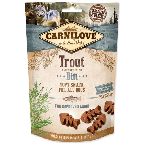 Pochoutka Carnilove Dog Soft Snack pstruh s koprem 200g