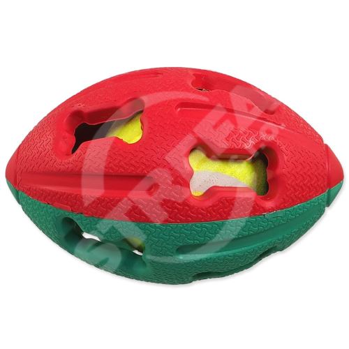 Míček DOG FANTASY gumový rugby tenisákem mix barev 12,5 cm