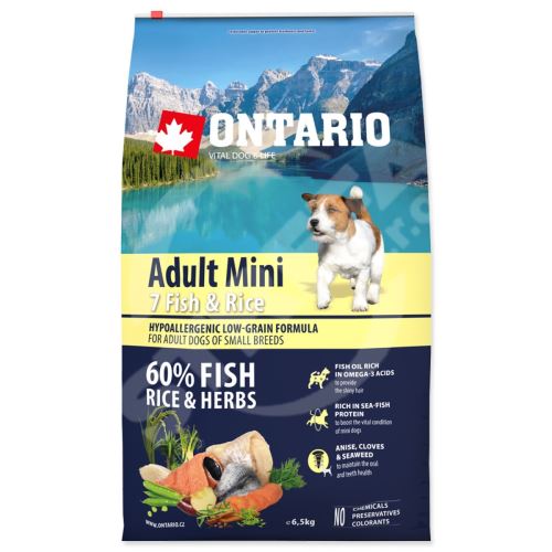 Krmivo Ontario Adult Mini Fish & Rice 6,5kg