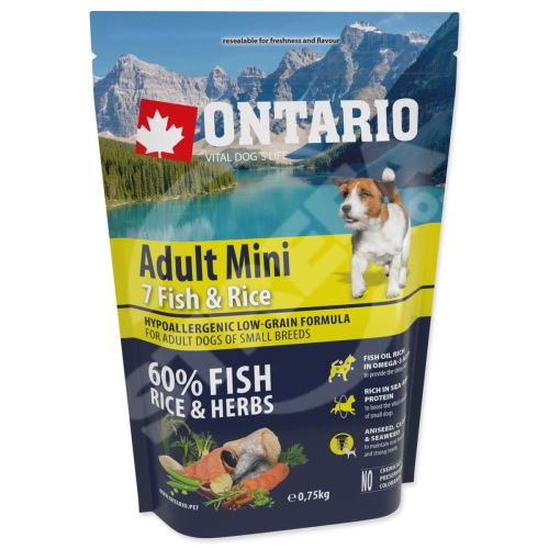 Krmivo Ontario Adult Mini Fish & Rice 0,75kg