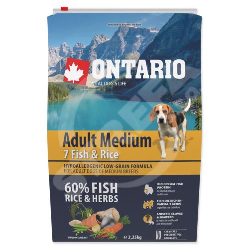 Krmivo Ontario Adult Medium Fish & Rice 2,25kg