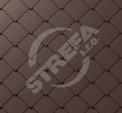 PREFA fasádní šablona 44x44, povrch stucco, Vojenská hnědá - khaki P.10 / balení 8 m2