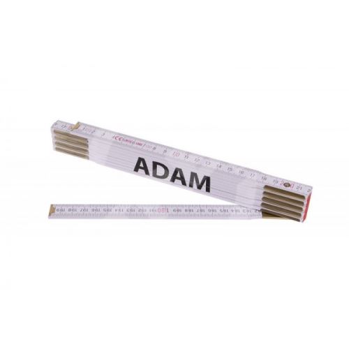 Skládací metr Adam, Profi, bílý, dřevěný, délka 2M / balení 1 ks
