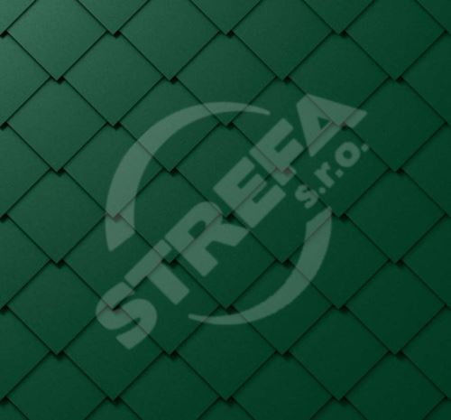 PREFA fasádní šablona 44x44, povrch stucco, Mechově zelená P.10 / balení 8 m2