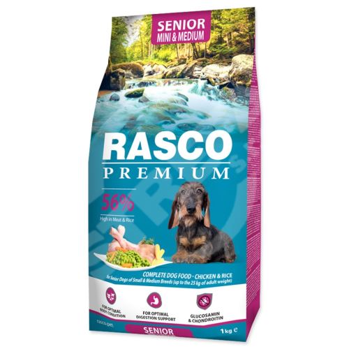 Krmivo Rasco Premium Senior Mini & Medium kuře s rýží 1kg