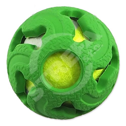 Míček Dog Fantasy gumový s tenisákem zelený 5cm