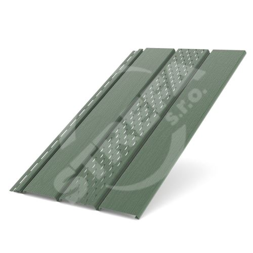 BRYZA střešní podhledová deska perforovaná plastová, délka 3M, šířka 305 mm, Zelená RAL 6020