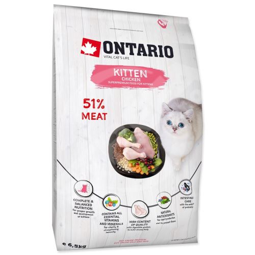 Krmivo Ontario Kitten Chicken 6,5kg