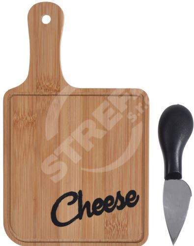 Prkénko na sýr bambus 2dílná sada (prkénko 20x12x1cm, nůž 11cm)
