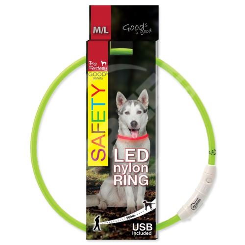 Obojek Dog Fantasy LED nylon zelený 65cm