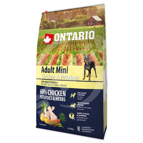 Krmivo Ontario Adult Mini Chicken & Potatoes 6,5kg