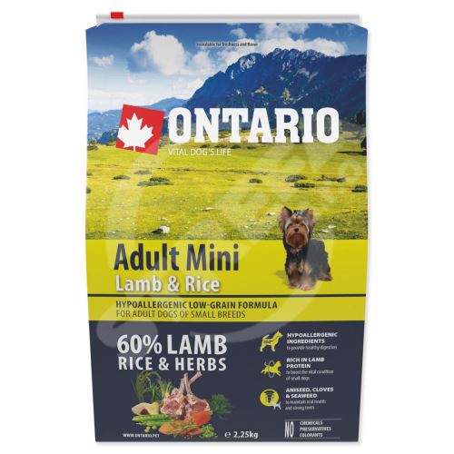 Krmivo Ontario Adult Mini Lamb & Rice 2,25kg