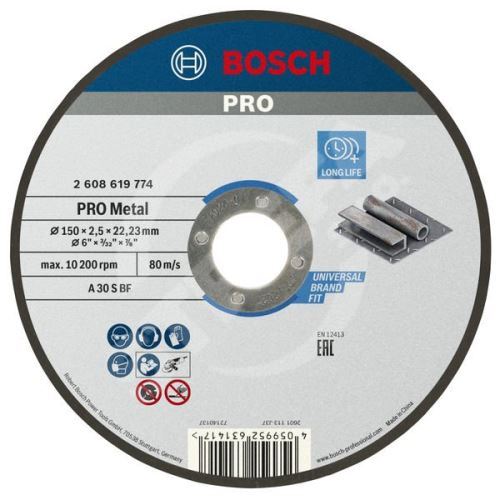 BOSCH Řezací kotouč PRO Metal, 150 × 2,5 × 22,23 mm 2608619774