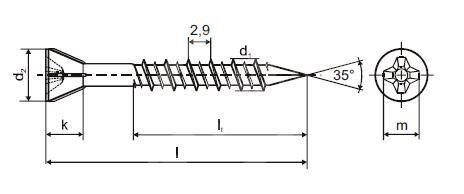 Páskovaný šroub CETRIS M4,2 x 45/25 ZZ do cementotřískových desek