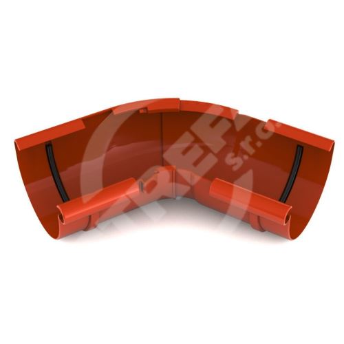 BRYZA nastavitelný vnitřní roh žlabu 120°–145° plastový Ø 125 mm, Cihlově červená RAL 8004
