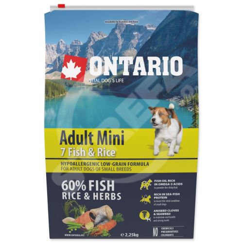 Krmivo Ontario Adult Mini Fish & Rice 2,25kg