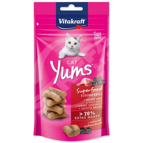 Pochoutka Vitakraft Cat Yums Superfood kachna s bezinkou 40g