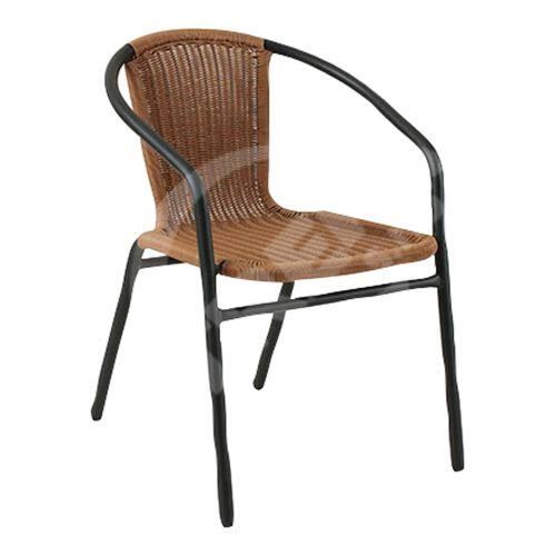 Zahradní židle 55x55x73cm béžový ratan, černý kov