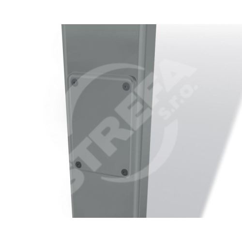 PREFA Svod hranatý hliníkový 100 x 100 mm s čistícím otvorem, délka 1,5M, Světle šedá P10 RAL 7005