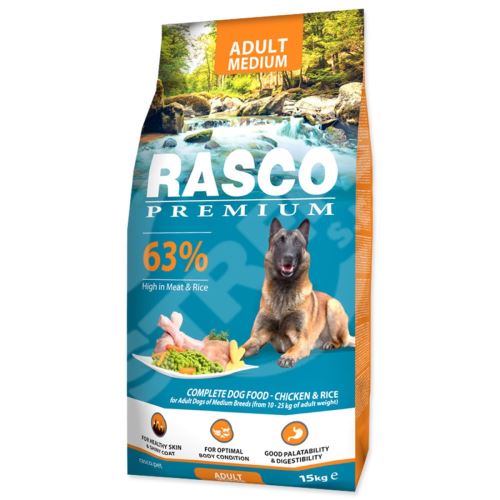 Krmivo Rasco Premium Adult Medium kuře s rýží 15kg