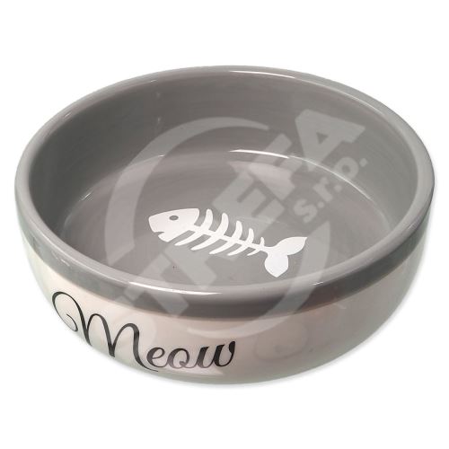 Miska Magic Cat keramická bílá/šedá Meow 13,4x4cm 170ml