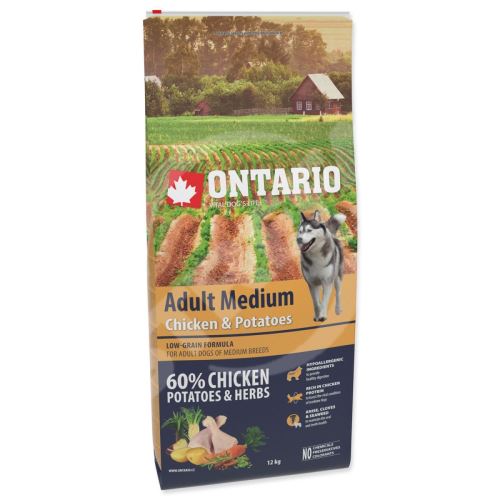 Krmivo Ontario Adult Medium Chicken & Potatoes 12kg