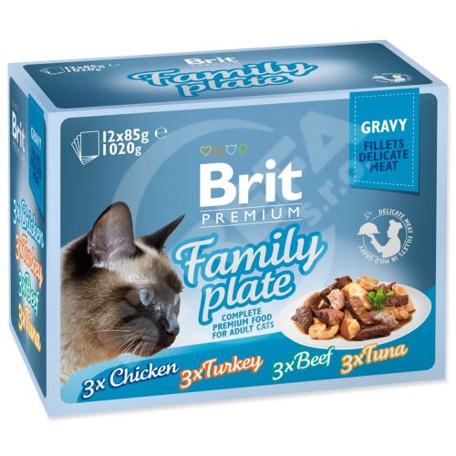Kapsičky BRIT Premium Cat Delicate Fillets in Gravy Family Plate 1020 g