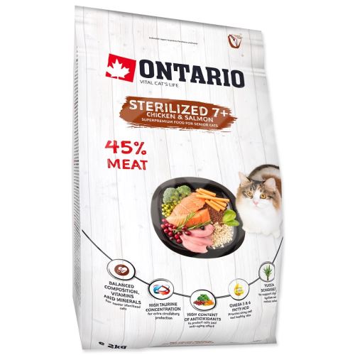 Krmivo Ontario Cat Sterilised 7+ Senior 2kg