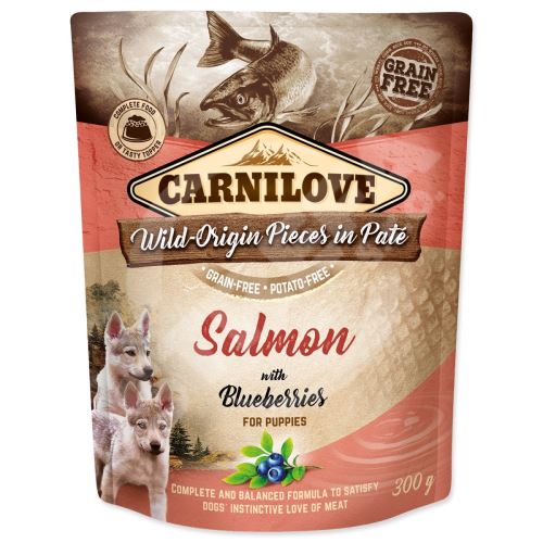 Kapsička Carnilove Dog Puppy losos s borůvkami, paté 300g