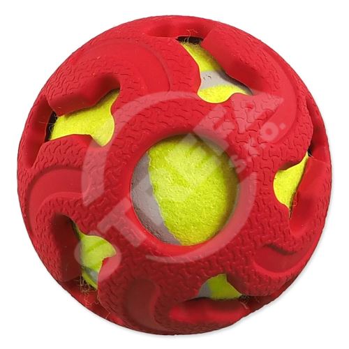 Míček DOG FANTASY gumový s tenisákem červený 7,5 cm