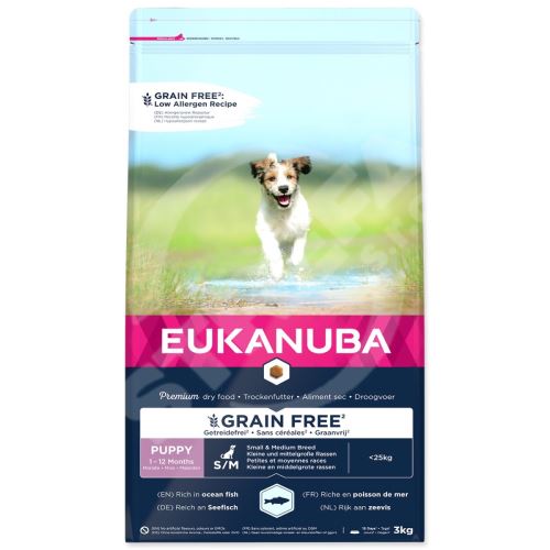 Krmivo EUKANUBA Puppy & Junior Small & Medium Grain Free Ocean Fish 3kg