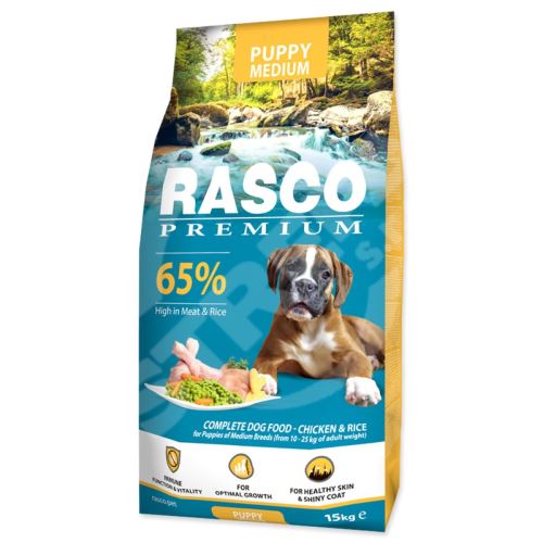 Krmivo Rasco Premium Puppy Medium kuře s rýží 15kg