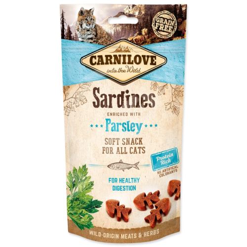 Pochoutka Carnilove Cat Soft Snack sardinky s petželí 50g