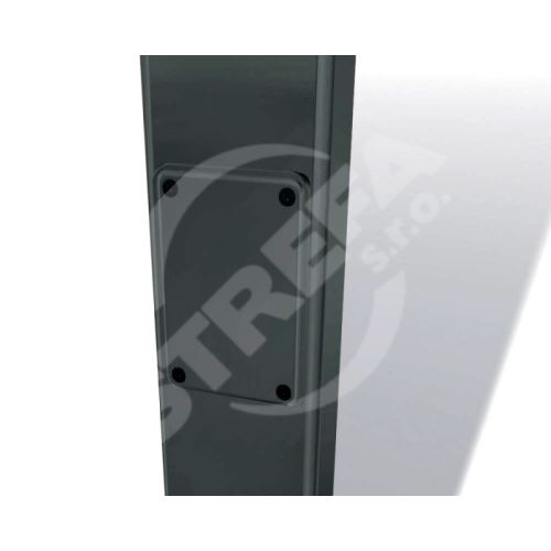 PREFA Svod hranatý hliníkový 100 x 100 mm s čistícím otvorem, délka 1,5M, Tmavě šedá P10 RAL 7043