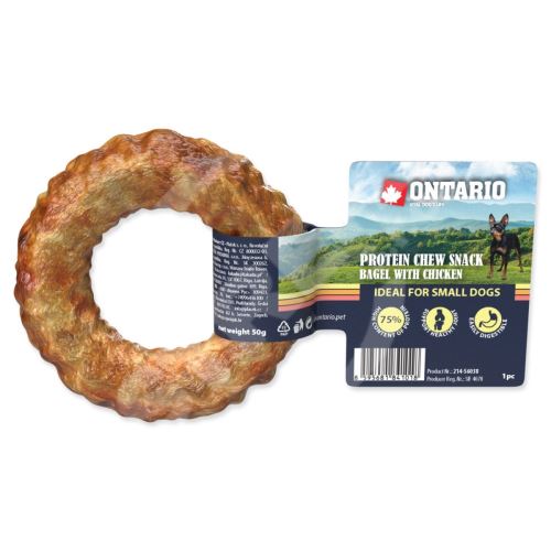 Pochoutka Ontario Protein kuře, žvýkací bagel 8,9cm