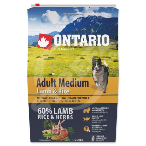 Krmivo Ontario Adult Medium Lamb & Rice 2,25kg