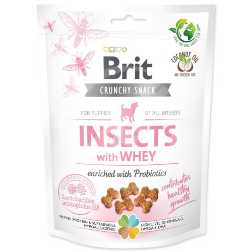 Pochoutka Brit Care Dog Crunchy Cracker Insects Puppy, syrovátka a probiotika 200g