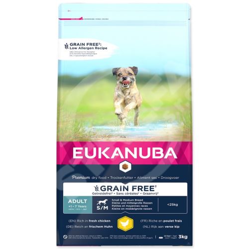 Krmivo EUKANUBA Adult Small & Medium Grain Free Chicken 3kg