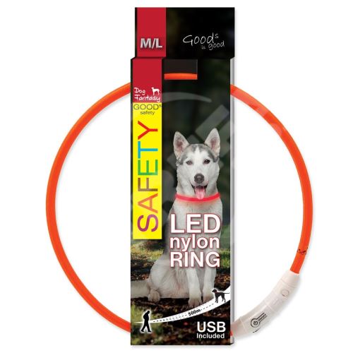 Obojek Dog Fantasy LED nylon oranžový 65cm