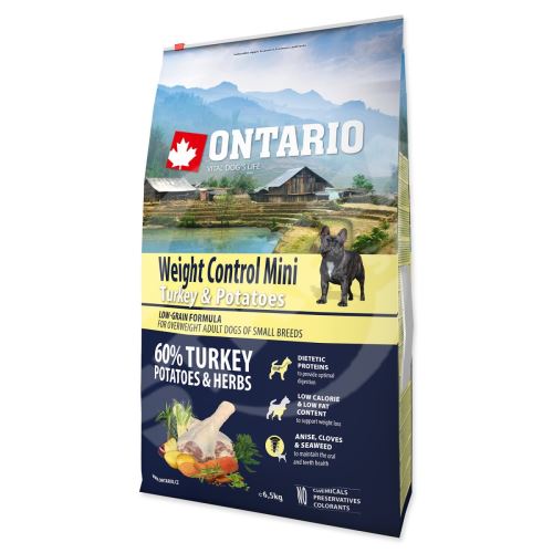 Krmivo Ontario Mini Weight Control Turkey & Potatoes 6,5kg