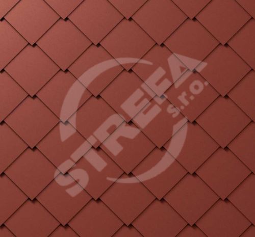 PREFA falcovaná/fasádní šablona, 44 x 44 mm stucco, Tmavě červená P10 / balení 8 m2