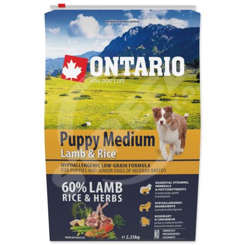 Krmivo Ontario Puppy Medium Lamb & Rice 2,25kg