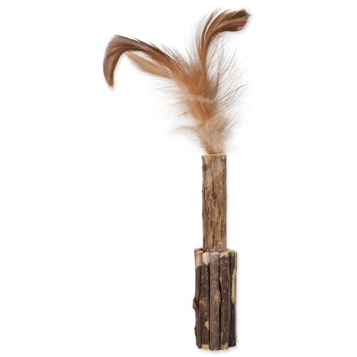 Hračka Magic Cat Natural Fun dřívko s přírodními pírky 15cm