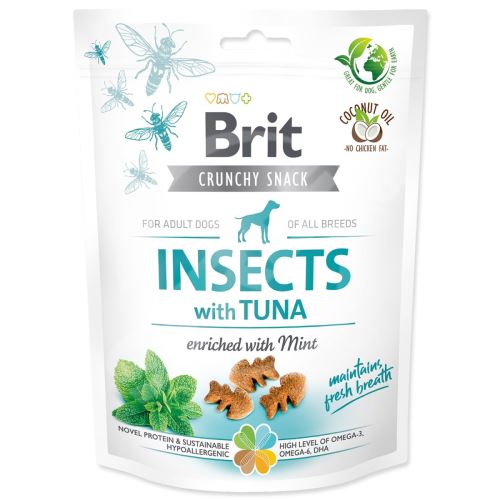 Pochoutka Brit Care Dog Crunchy Cracker Insects, tuňák s mátou 200g