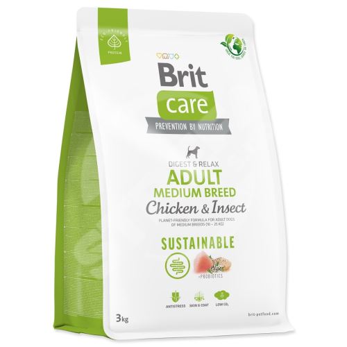 Krmivo Brit Care Dog Sustainable Adult Medium Breed Chicken & Insect 3kg